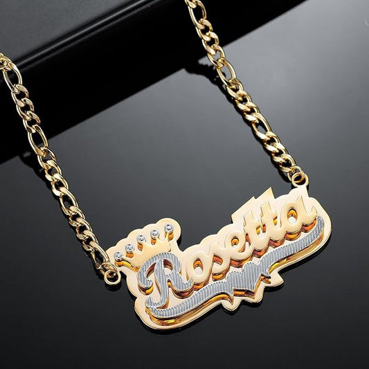 Custom Double Plated Nameplate Name Necklace