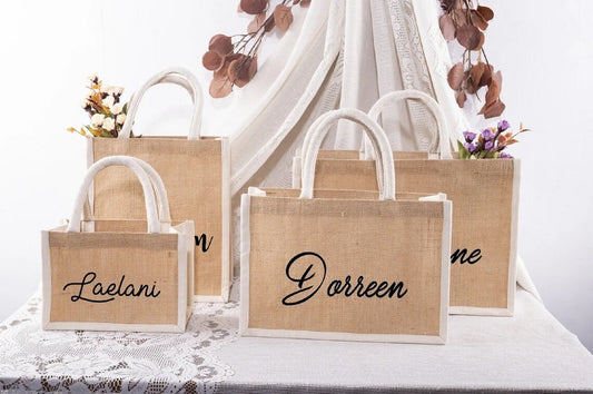 Custom Tote Gift Bags-Bridesmaid Burlap Tote Bags, Bridesmaid Bag gift