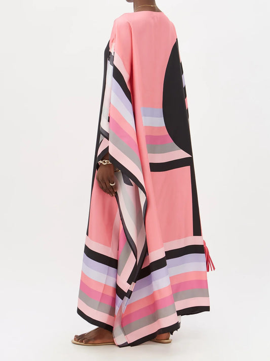 Maxi Soft Silk Crepe Kaftan , Luxurious Women's Caftan