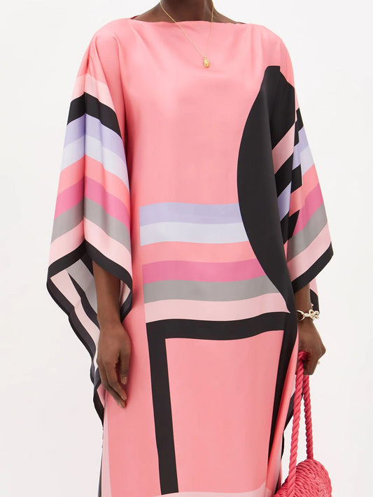 Maxi Soft Silk Crepe Kaftan , Luxurious Women's Caftan
