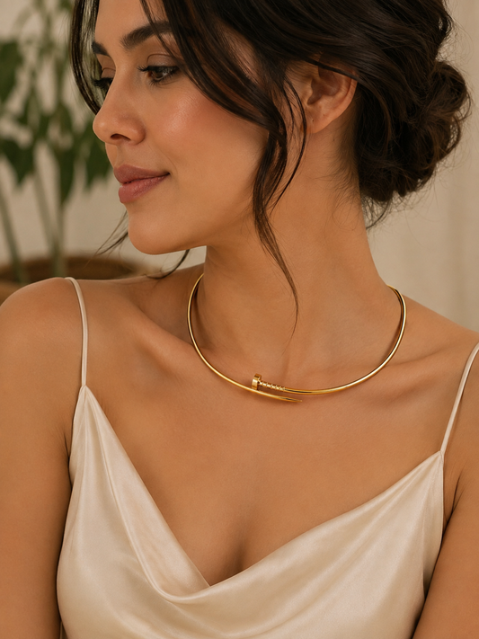 Anti-Tarnish Gold Necklace for Women Minimalist Stainless-Steel Choker Elegant Everyday Jewelry