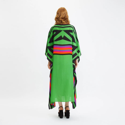 French Moss Green Kaftan - Elegant & Comfortable Summer Dress For Women's
