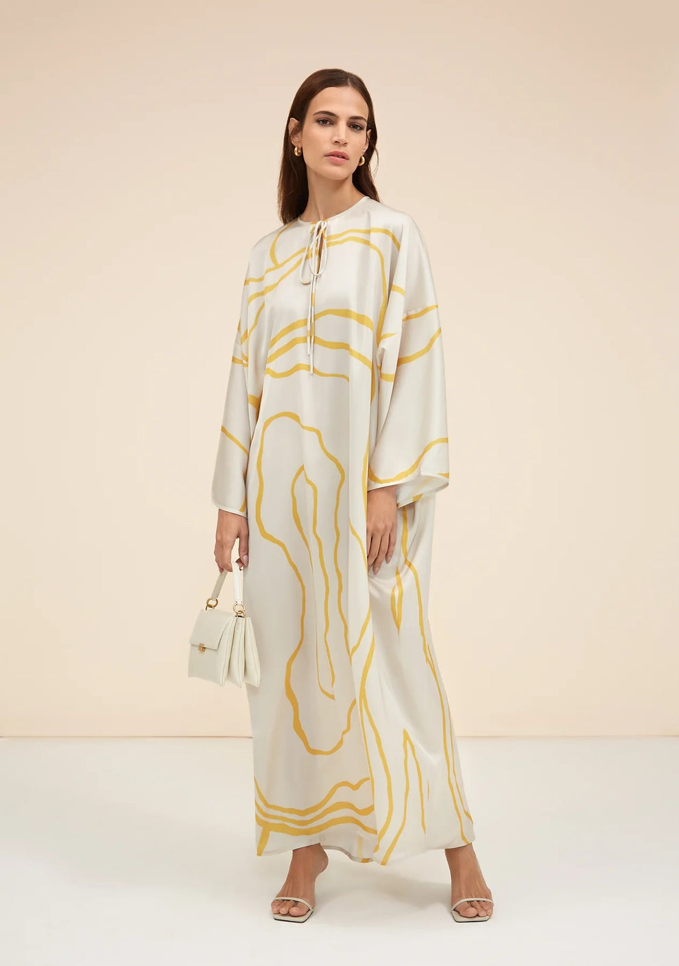 Digital Printed Long Satin Silk Casual Wear Women Kaftan Kurtas main image 1