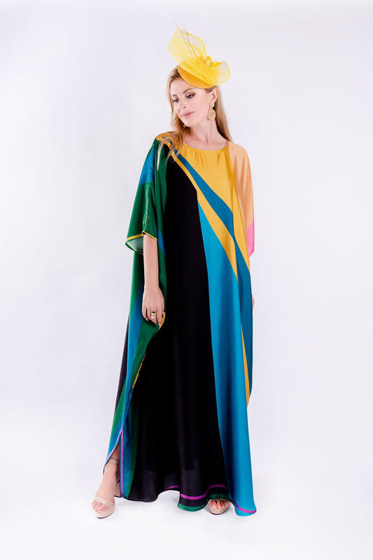 Women's Satin Silk Digital Printed Luxury Long Kaftan