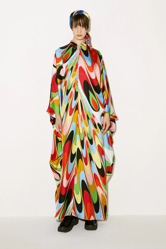 Soft Satin Silk Multi Mix Color Women's Long Kaftan