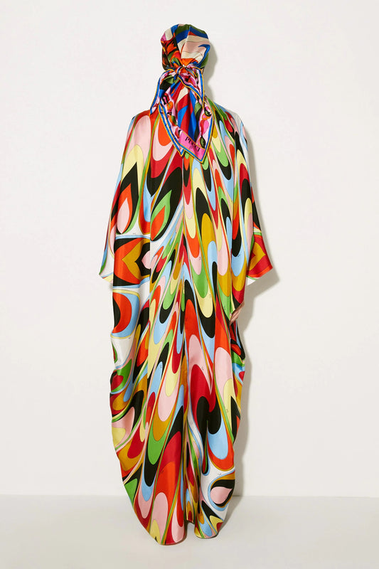 Soft Satin Silk Multi Mix Color Women's Long Kaftan