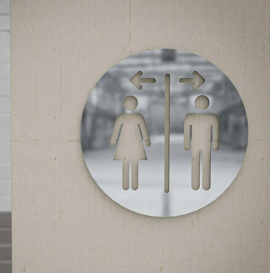 Restroom Sign with Directions