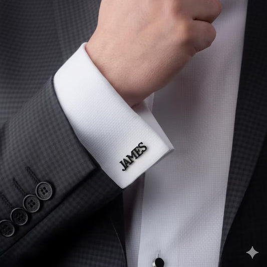 Personalized Name Shirt Cufflink Custom Name Brooch for Shirt Cuff Wedding Groom
