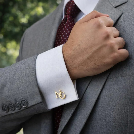 Gold or Silver Wedding Groom Groomsmen Gift , Personalized Initial Cufflinks for Men, Custom Monogram Letter Cuff Links