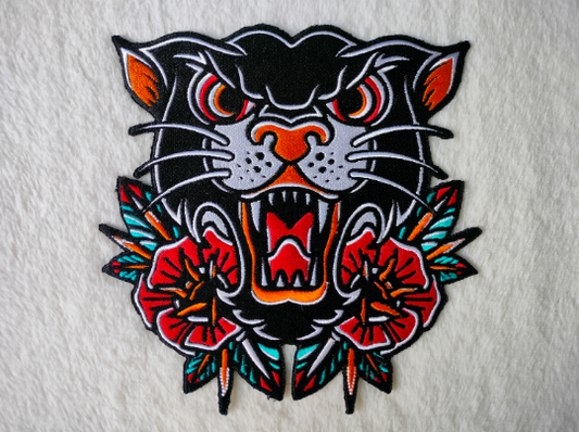 Tiger Head Embroidery Design - Fill Stitch Wild Animal Face for Dark Fabric, Machine Embroidery Patch for Animal Lovers