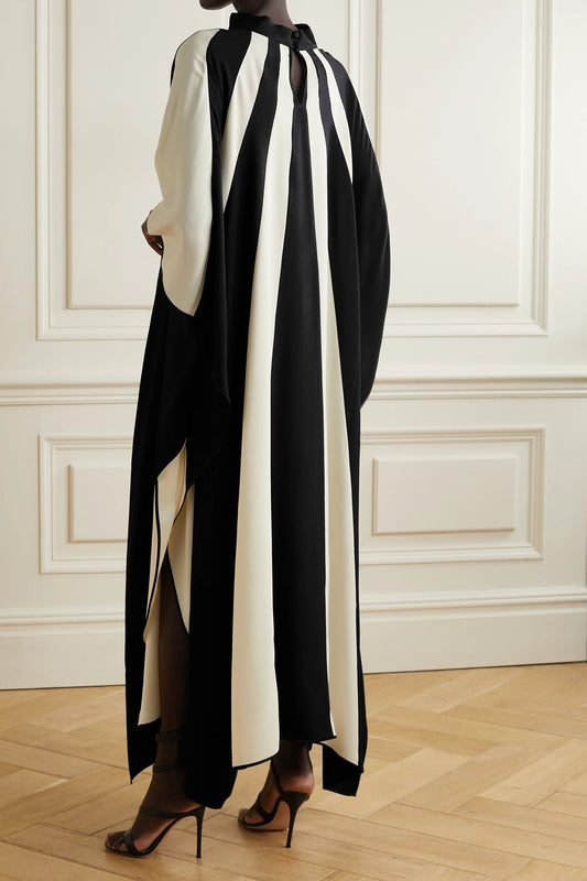 Black&White Designer Soft Satin Silk Kaftan, Occasion Wear Caftan For Women's