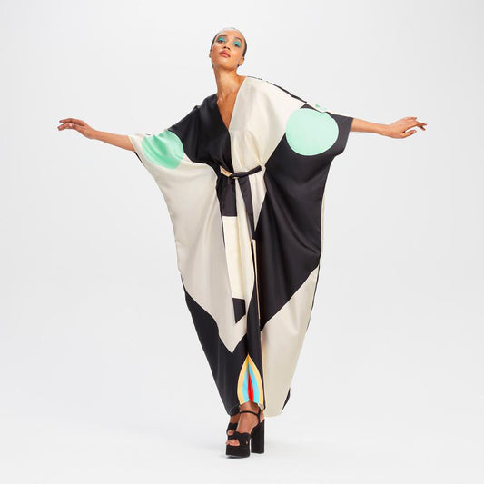 Soft Satin Silk Kaftan, Luxurious and Flowy for Evening Wear Women's Caftan