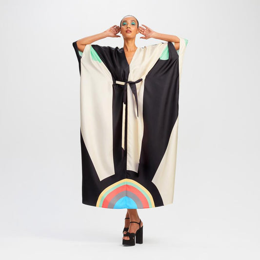 Soft Satin Silk Kaftan, Luxurious and Flowy for Evening Wear Women's Caftan