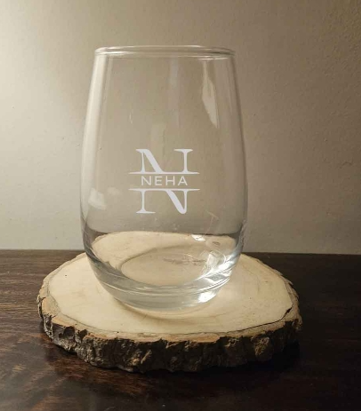 Custom Engraved Whiskey Glass Stemless Wine Glasses with Monogram Name 400 ML